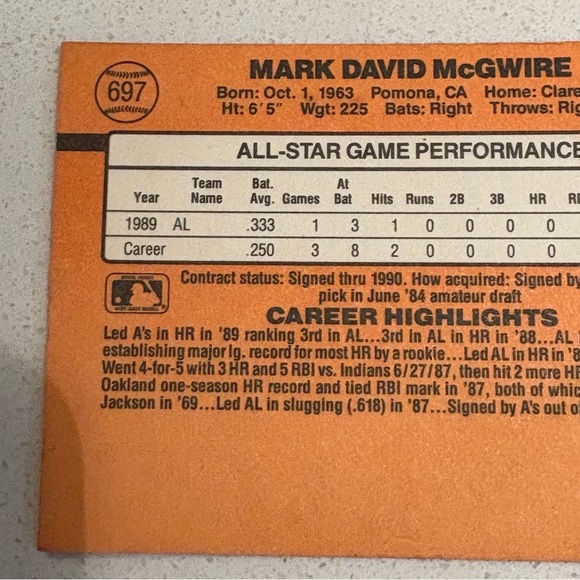 Donruss 90 Barry Bonds and Mark McGwire Baseball Cards - Picture 11 of 15